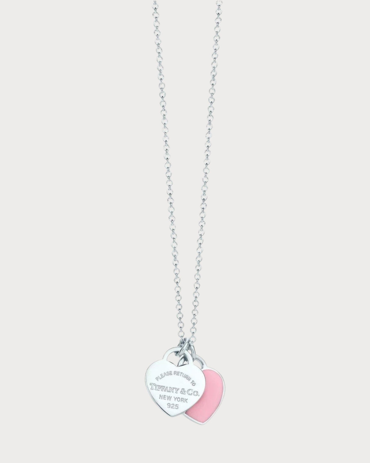 TIFFANY & CO. Return to Tiffany Pink Double Heart Tag Pendant in Silver(Pink)